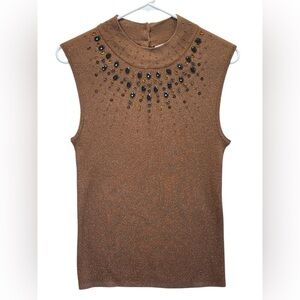 Bestow Wear Silk Blend Brown Sleeveless Sweater. Size M